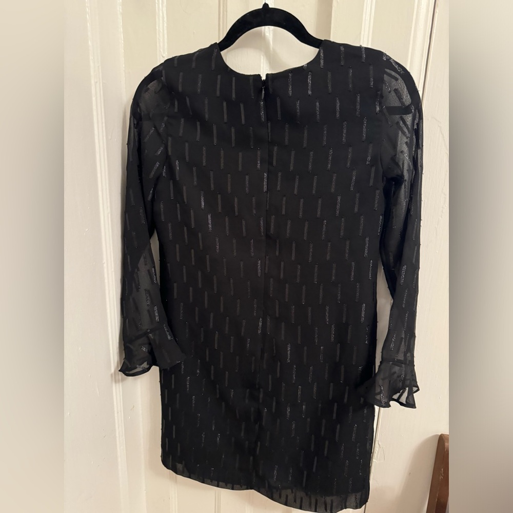 Beautiful 00Petite Banana long sleeve chiffon black dress! - Picture 4 of 6